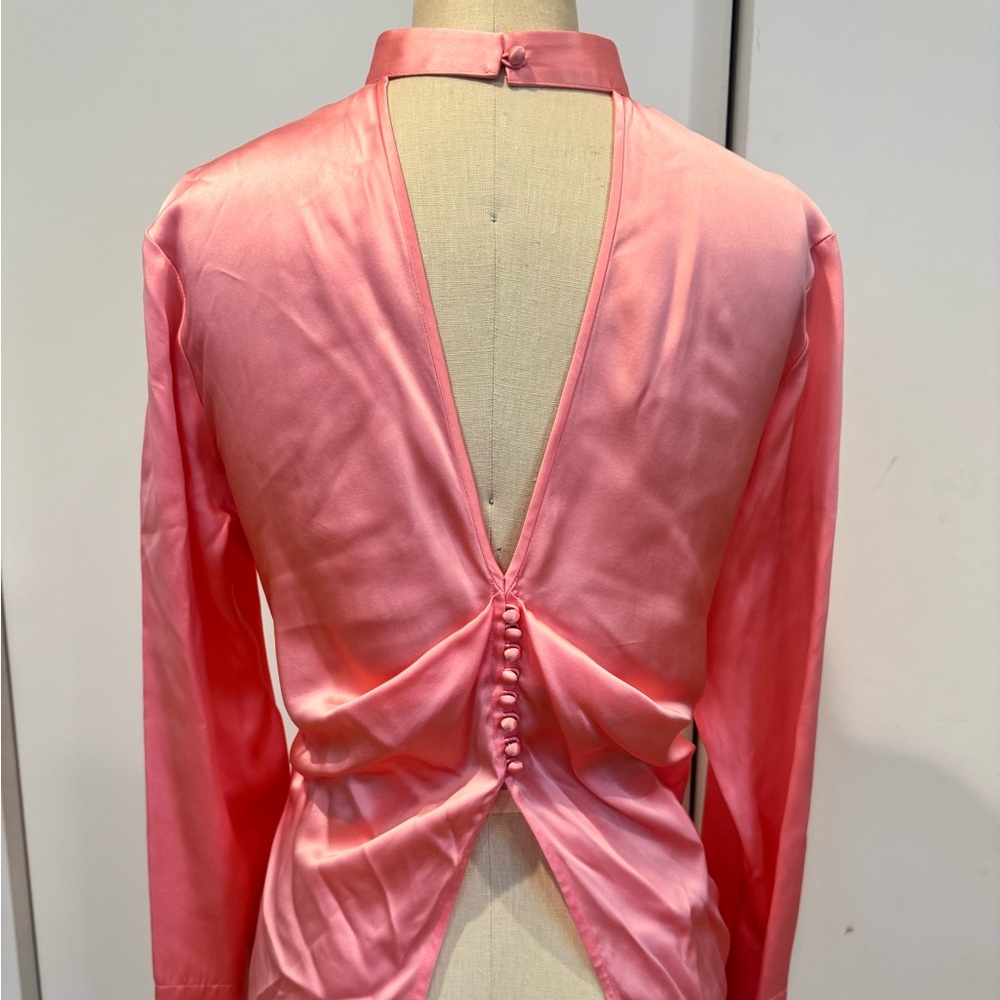 Pink 100% silk waist tie blouse - Picture 6 of 16